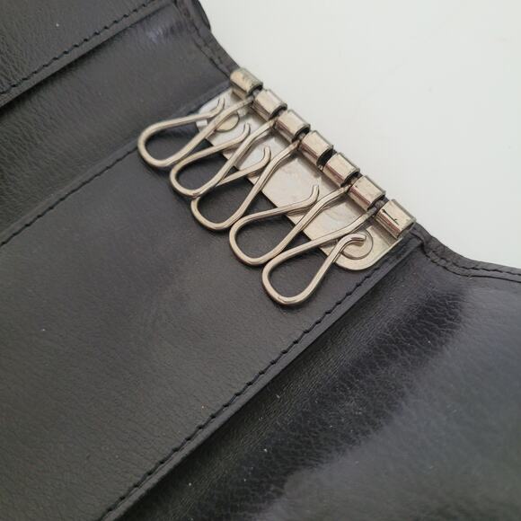 Dunhill Key Card Case Hooks Holder Wallet Logo Black Trifold Designer Coin Retro - Picture 5 of 12